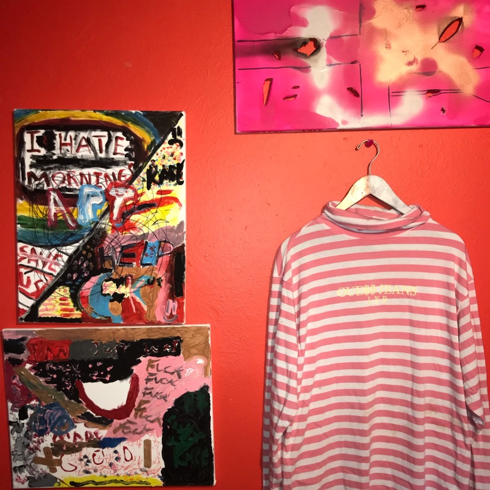 A$AP Rocky Striped Turtleneck Top (PINK)